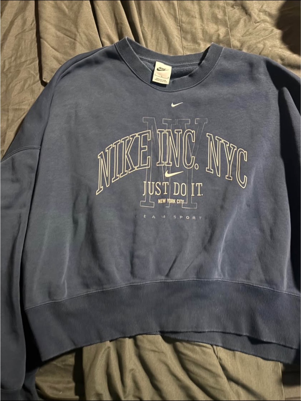 Nike Blue Crewneck Sweatshirt with 'Nike Inc. NYC' Chest Graphic